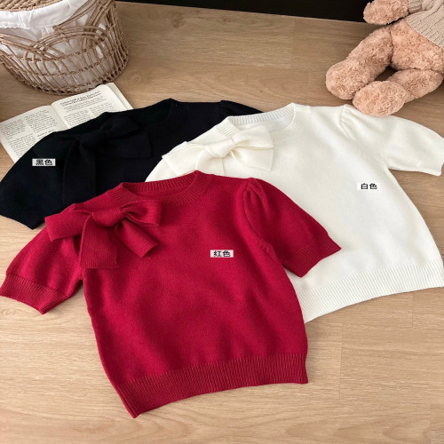 여성용 반소매 니트